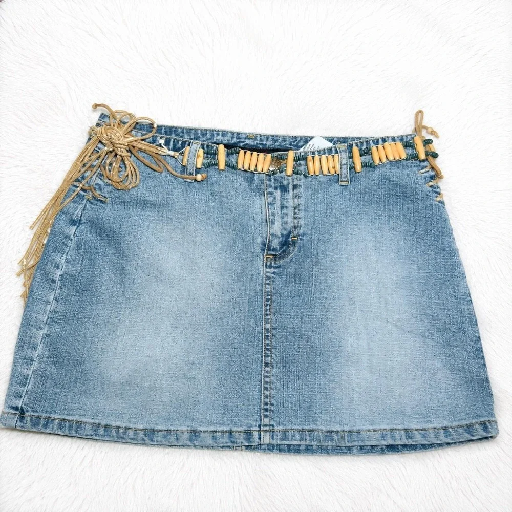 Y2K Mudd Beaded Denim Mini Skirt 🤎
